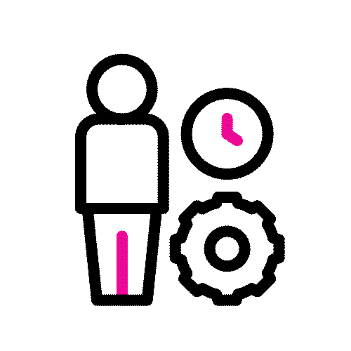 Person mit Uhr und Zahnrad